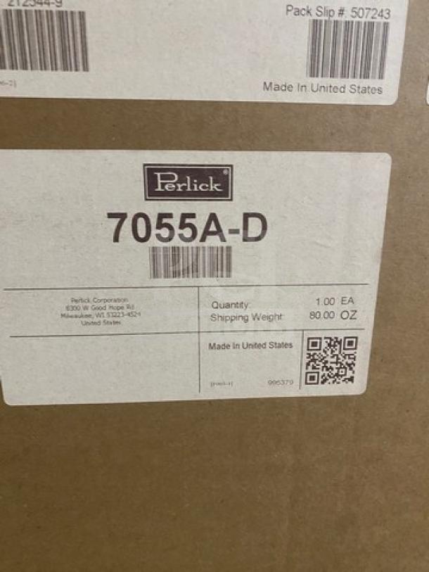 Brand new Perlick under-counter bar glass dry rack, model 7055AD, all stainless steel, in original packaging.