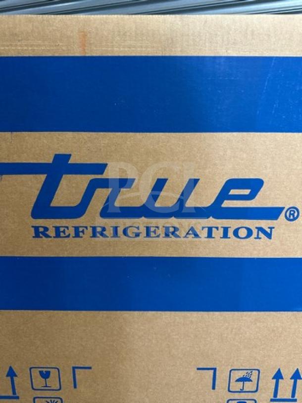Brand new True Refrigerated Mega Top Sandwich Prep Table, Model TFP48-18MD, shown in original packaging.