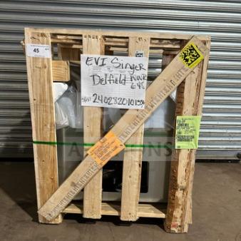 Brand new Delfield 48" Refrigerated Drop In Cold Pan, Model 8118, in wooden crate with visible serial number 240282101356.