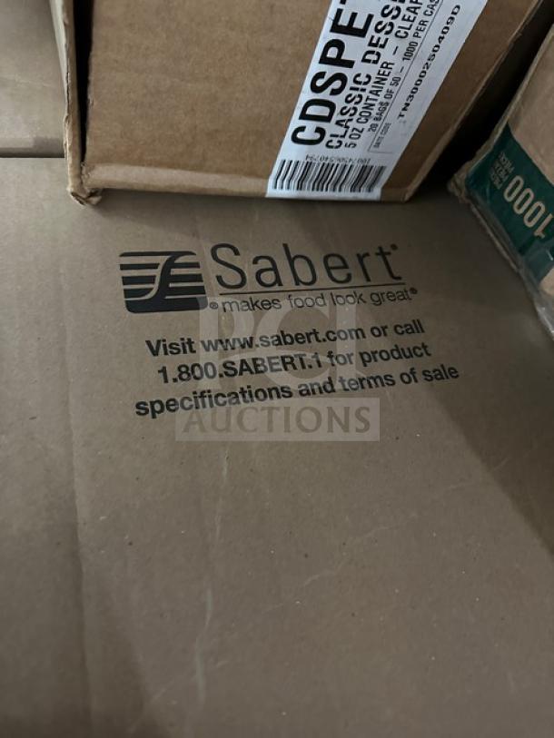 BRAND NEW MIXED PALLET! 26 Sabert FreshPack Dome Lids, 5 Dart Hot Beverage Lids, 1 Classic Dessert Lids. 32 Cases Total.
