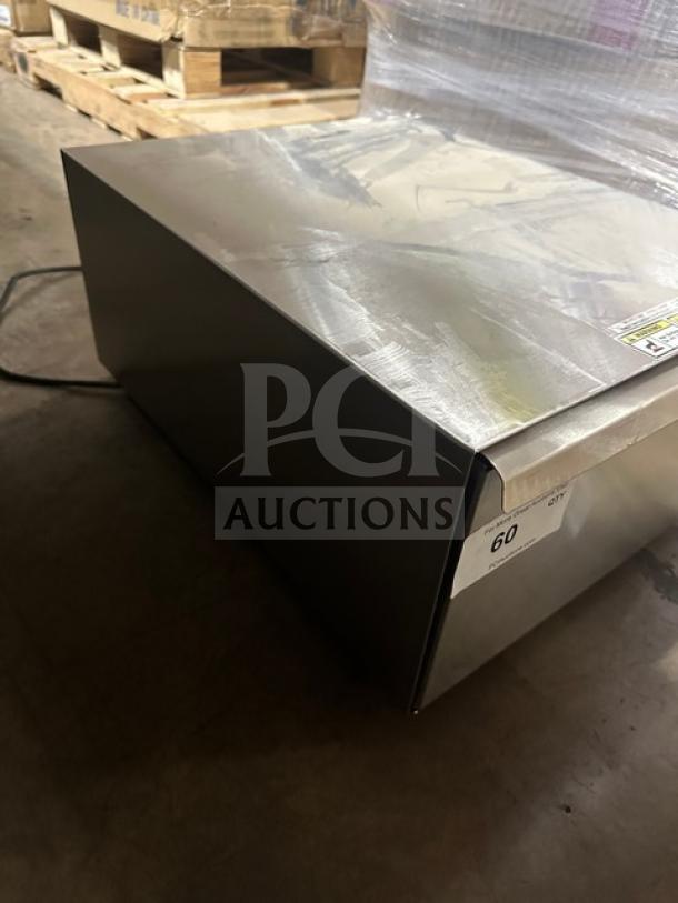 New APW Wyott BW20 stainless steel bread warmer, single drawer, model BW20, 115V, serial BWA200225A0001, pristine condition.