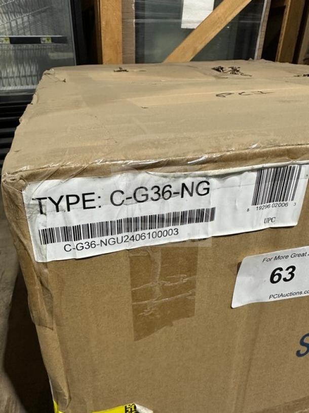 Cardboard box labeled "Imperial" and "TYPE: C-G36-NG" with barcode C-G36-NGU2406100003. Box appears sealed and slightly worn.