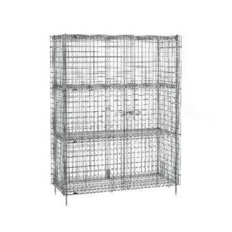 Chrome Metro Model SEC56-CTN1B wire security cabinet, three shelves, new condition, standard duty, mobile design.