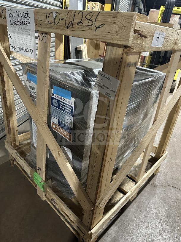 Brand new Structural Concepts Oasis Series CO3324R refrigerated display case in crate, black laminate, SN: 2697161AA405905.