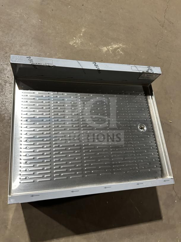 Brand new Krowne stainless steel work table, model KR24-GS30, with built-in perforated drain board.