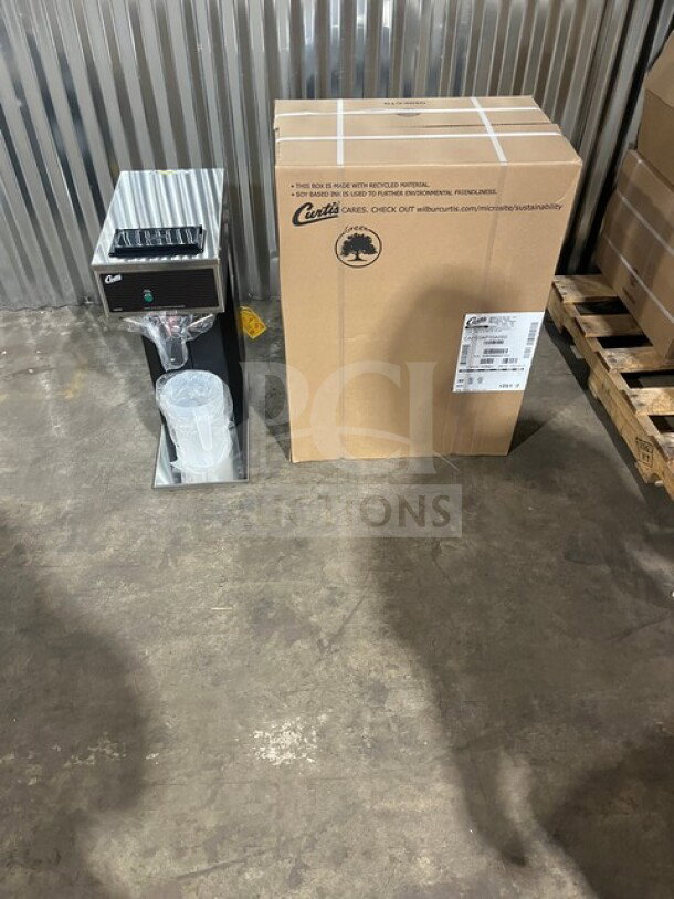Brand new Curtis counter top coffee brewer, model CAFEOAP10A000, 120V, in box with serial 15160857.