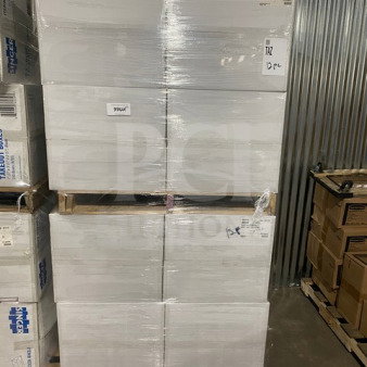 Pallet of brand new TAKE OUT-SING #3 folded take-out boxes, model 10329150, 200 per case, shrink-wrapped, pristine condition.