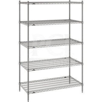 Brand New Centaur C1854 4 Tier Shelving Rack System, silver metal, adjustable shelves, in original packaging.