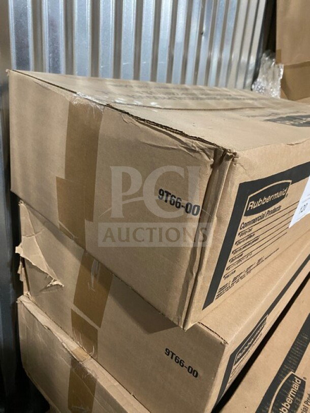 Brand new Rubbermaid Poly Heavy Duty Multi Level Bus Cart, model 9T66-00, in original packaging with labeling.
