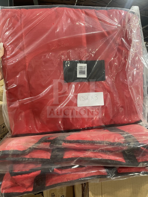 Red insulated pizza delivery bag, model FG9F3600RED, brand new in packaging, commercial quality.