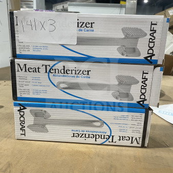 Brand new Adcraft MTA-10 commercial stainless steel meat tenderizer, boxed, pristine condition, set of three.