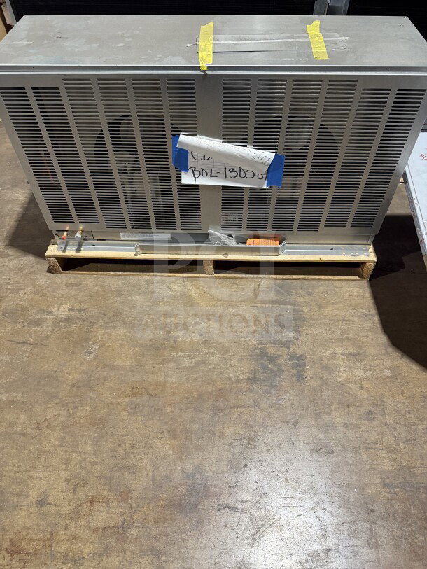 Brand new Hoshizaki URC-22FZ condensing unit on pallet, visible tape and label, 115V, 1 phase, SN: M01427J.