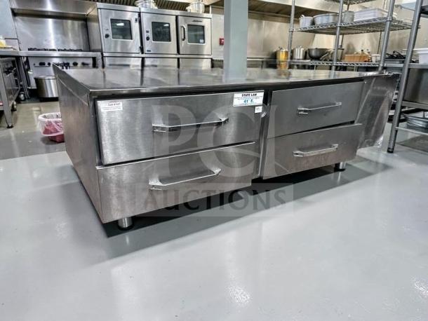 Randell RES1R2-72C4 refrigerated equipment stand, 72", 4 drawers, stainless steel, self-contained, excellent condition.