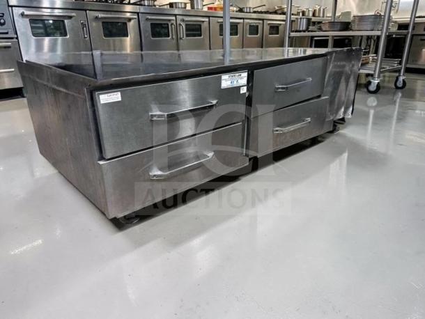 Randell RES1R2-72C4 refrigerated equipment stand with 4 drawers, excellent condition, 72", self-contained, operational.
