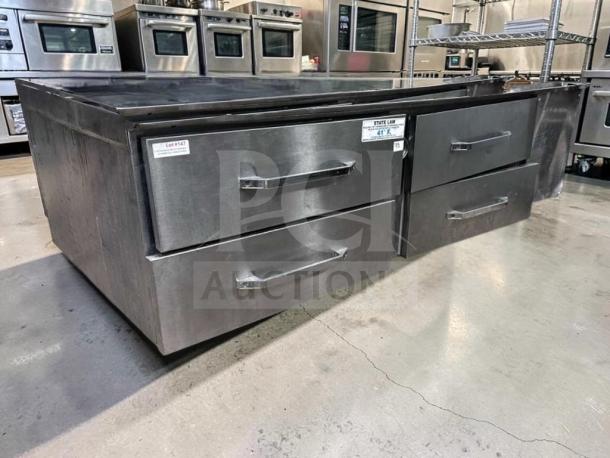 Randell RES1R2-72C4 equipment stand, 72", 4 drawers, superior condition, self-contained, stainless steel, fully tested.