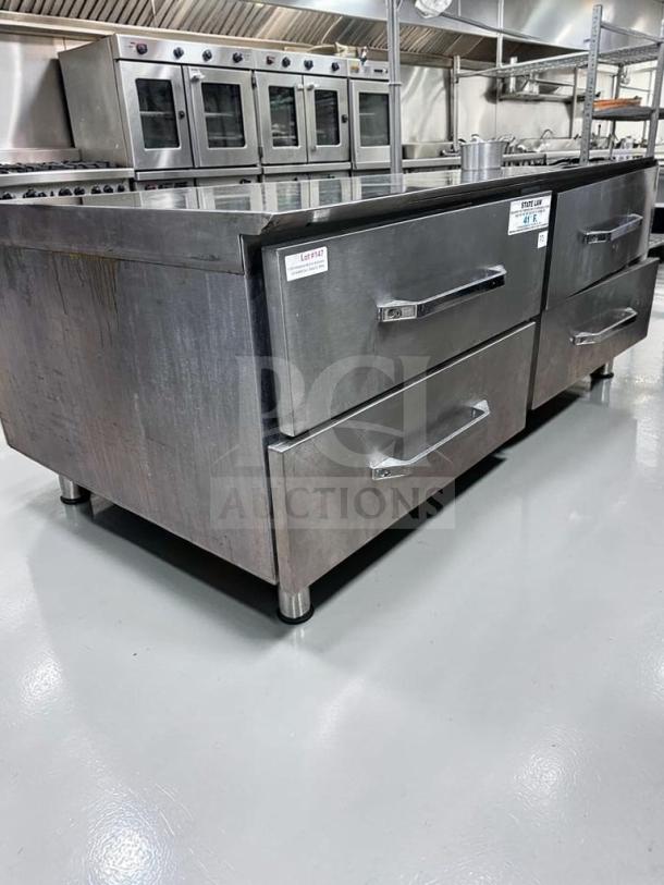 Randell RES1R2-72C4 refrigerated equipment stand, 72" with 4 drawers, stainless steel, superior condition, fully tested.