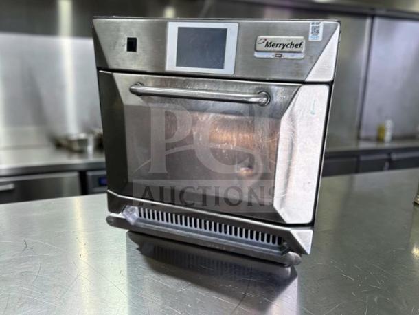 Merrychef eikon e4 high-speed oven, stainless steel, exceptional condition, 208/240V. Fully tested, Merrychef logo visible.