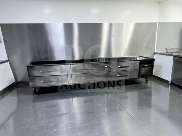 Randell LPRES1L3-120C4 120” Refrigerated Equipment Stand, 6-drawer, stainless steel, self-contained, tested, operational.