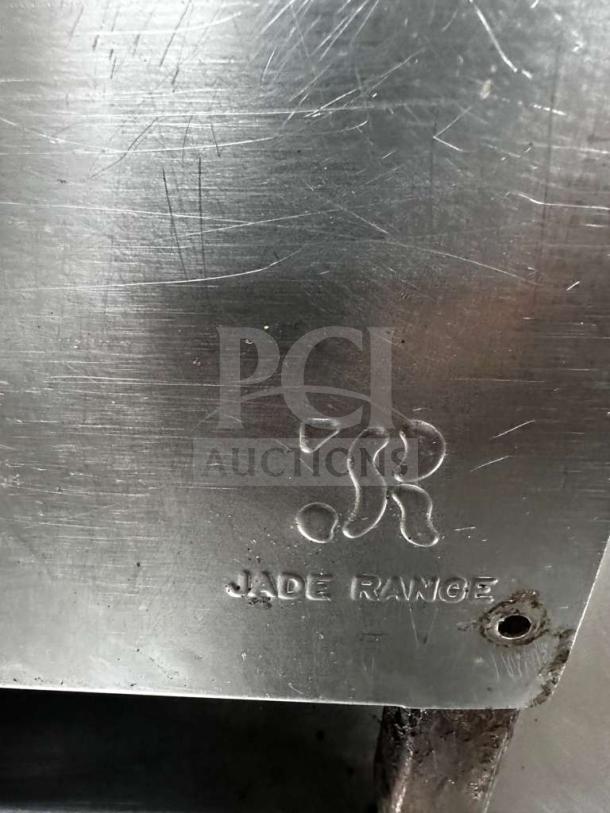 Jade Range 60" thermostatic gas griddle, stainless steel, embossed logo, heavy-duty commercial use, excellent condition.