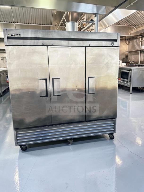True T-72F 3 Door Commercial Freezer, 78” stainless steel, immaculate condition, fully tested, True Manufacturing label.