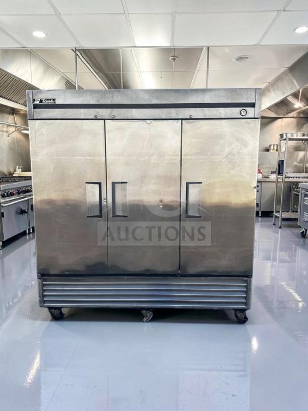True T-72F 3-door commercial reach-in freezer, stainless steel, 78", immaculate condition, fully tested, operational.