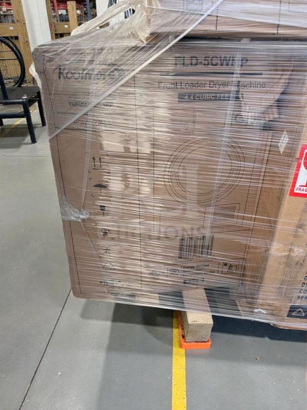 Brand New Koolmore 24" Electric Ventless Front Load Dryer, Model FLD-5CWHP, 4.4 Cu. Ft., Scratch & Dent, in sealed packaging.