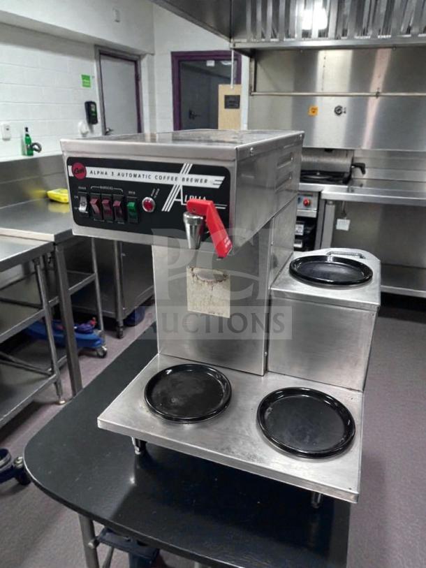 Like-new Wilbur Curtis Alpha 3 commercial coffee brewer, automatic, 120V, UL & NSF listed, fully tested, stainless steel.