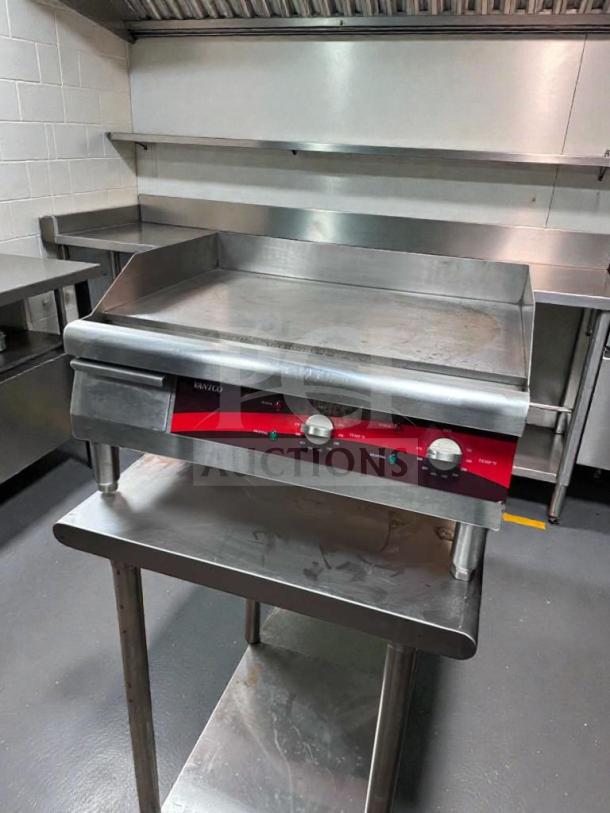 Avantco 177EG24N commercial electric griddle, 24-inch, excellent condition, ETL listed, fully tested, on stainless steel stand.