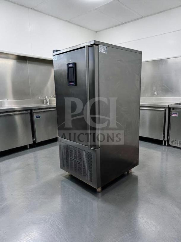 American Panel AP12BCF150-2-P blast chiller, 24-pan capacity, exceptional condition, fully operational, stainless steel.