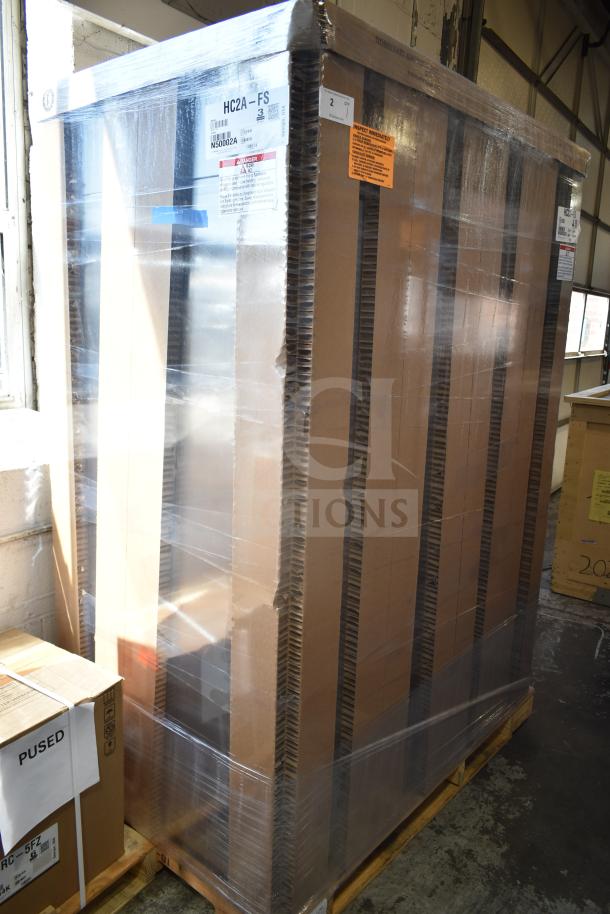 New 2023 Hoshizaki HC2A-FS heated cabinet, full height, 6-pan capacity, 115V, 1 phase, labeled "scratch and dent".
