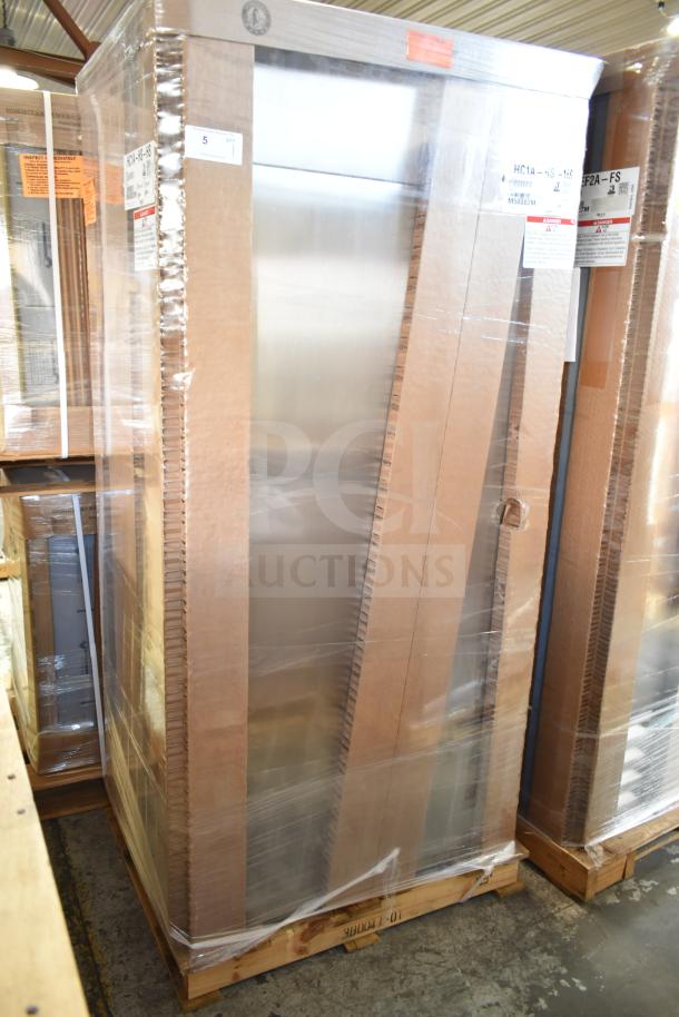 Brand new 2022 Hoshizaki HC1A-HS-HS heated cabinet, full height, 3-pan capacity, 115V, scratch and dent condition, packaged.