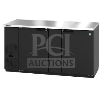 BRAND NEW Hoshizaki HBB-3-69 Refrigerator, two-section, black vinyl, solid doors, 115V, 1 phase. Scratch and dent condition.