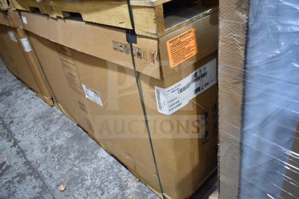 Brand new Hoshizaki HBB-3-69 refrigerator in box, 2021 model, two-section, black vinyl, solid doors, 115V, 1 phase.