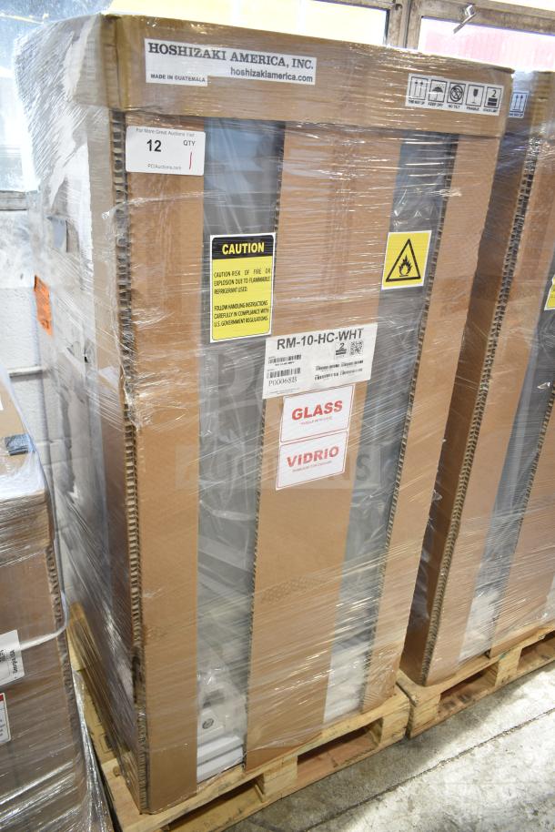 Brand new 2024 Hoshizaki RM-10-HC-WHT 25" glass door merchandiser. Right hinge, white, scratch and dent condition, 115V.