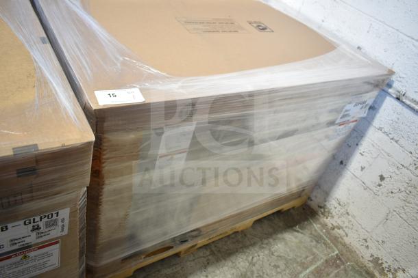 Brand new Hoshizaki EUF48A undercounter freezer in packaging, model 2022, with minor scratches, two sections, and doors.