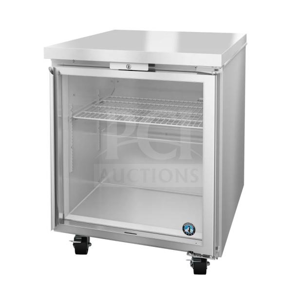 Brand new 2023 Hoshizaki UF27B-GLP01 undercounter freezer, 27" wide, one section, one door, 115V, single phase.