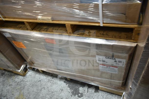 Brand new Hoshizaki CR49A 49" Steelheart Series Chef Base, 2 drawers, 115V, wrapped on pallet.