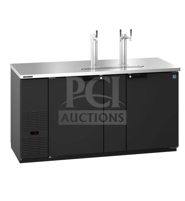 Hoshizaki DD69 kegerator beer dispenser, black, single/double tap, 1/2 keg capacity, brand new, 115 volts, 1 phase.