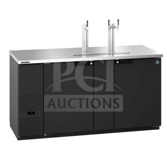 Hoshizaki DD69 kegerator beer dispenser, black, single/double tap, 1/2 keg capacity, brand new, 115 volts, 1 phase.
