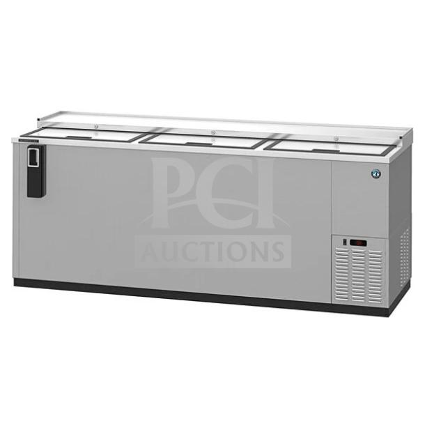 Hoshizaki CC-80-S 80" stainless steel bottle cooler, brand new with scratches, late model, 115V, 1 phase.