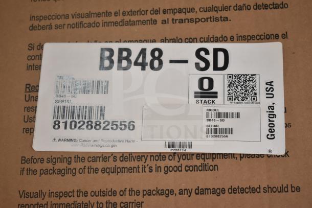Hoshizaki BB48-SD back bar cooler label showing model and serial number, marked as scratch and dent.