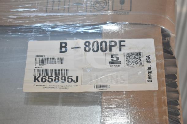 Brand new 2020 Hoshizaki B-800PF ice storage bin, 48" wide, 800 lbs capacity. Scratch and dent condition. Label shows model and serial number.