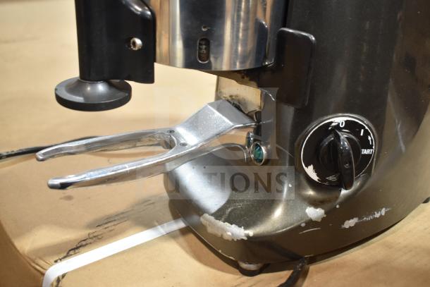 Mazza Luigi Super Jolly Auto espresso machine, used, missing lid, 220-230V, 1 phase. Some wear and scratches visible.