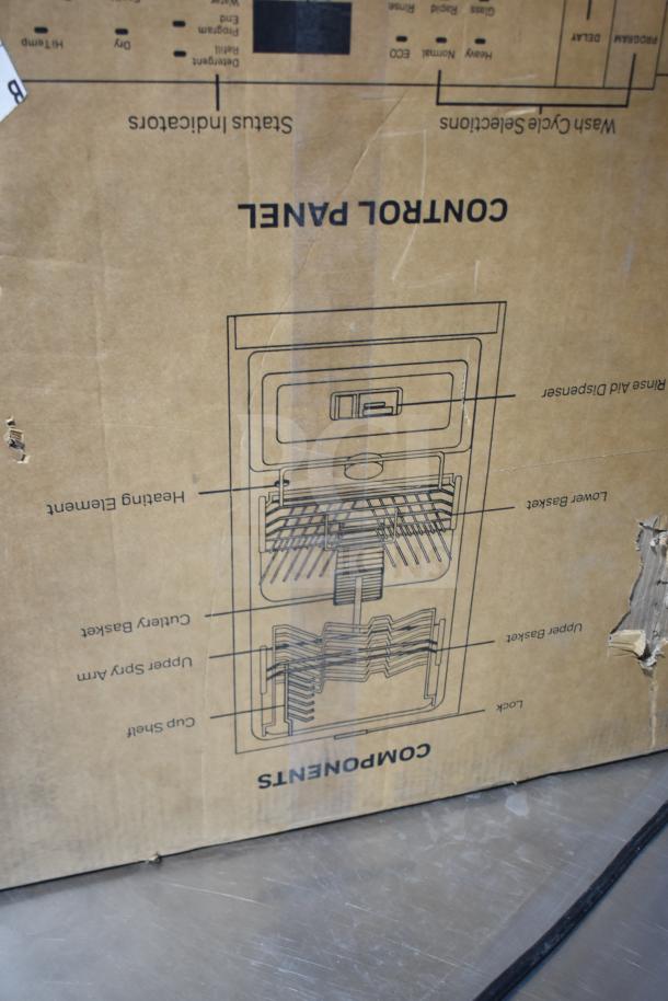 Brand new Honeywell HDS18SS 18" slimline dishwasher, stainless steel, 115V, 1 phase, in original box with minor dents.