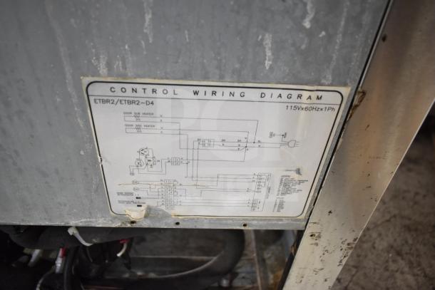 Everest ETBR2-D4 undercounter cooler wiring diagram, showing 115V, 60Hz, 1 Phase specs. Control schematic visible.