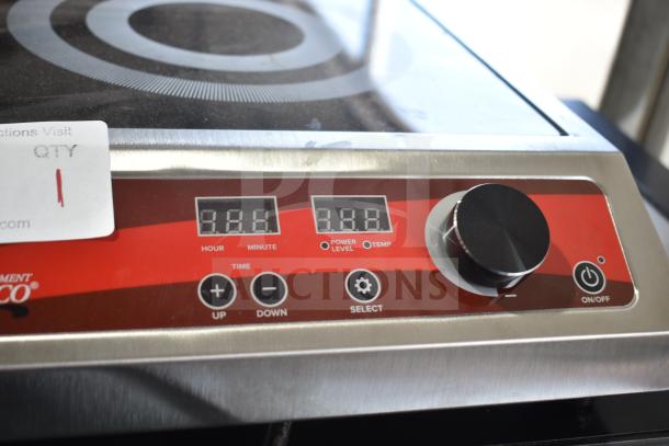 Avantco 177IC1800 countertop induction range, stainless steel, digital controls, 120 volts, new condition, tag visible.