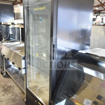 Brand new Beverage Air MT23-1 B refrigerated glass door merchandiser, LED lighting, 29.5", 115V, black, scratch and dent.