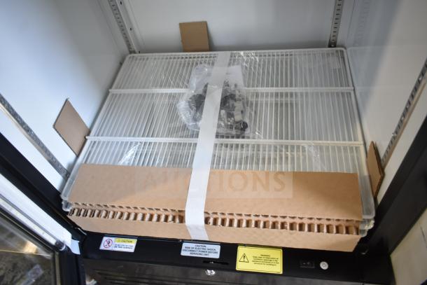 BRAND NEW Beverage Air MT23-1 B 29.5" black glass door merchandiser with LED lighting, 115V, scratch and dent condition.