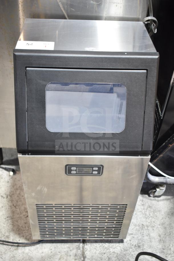 Cowsar HZB-45A Ice Maker, 33 lb storage, 100 lb/day, cubed ice. Stainless steel, 115V, 1 phase. Digital control panel visible.