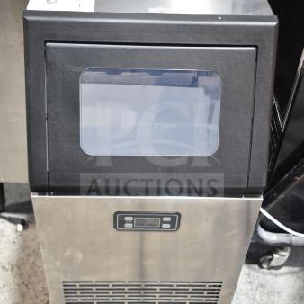 Cowsar HZB-45A Ice Maker, 33 lb storage, 100 lb/day, cubed ice. Stainless steel, 115V, 1 phase. Digital control panel visible.